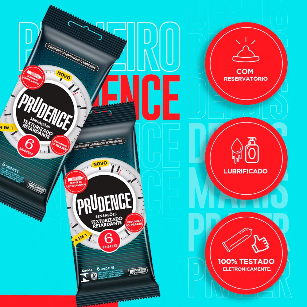 Preservativo Prudence Sensações - Texturizado Retardante 6 unidades