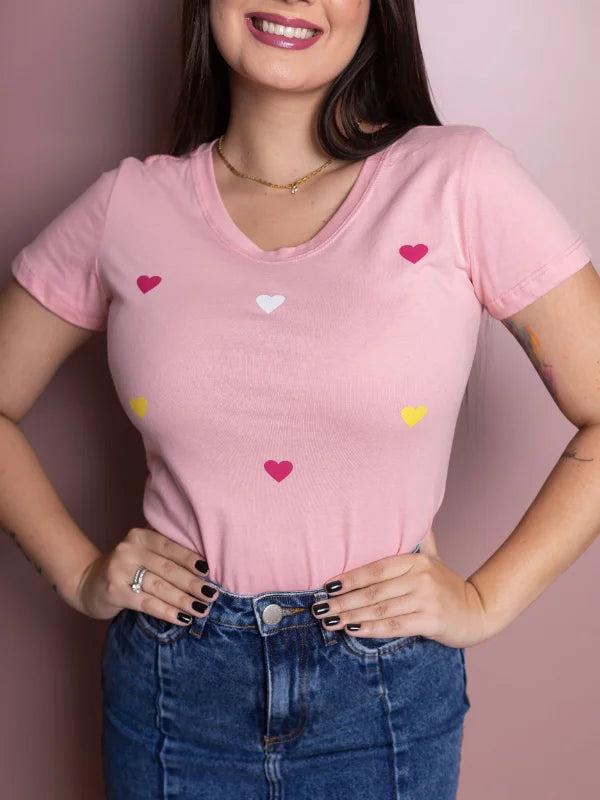 T-shirt Rosa Corações