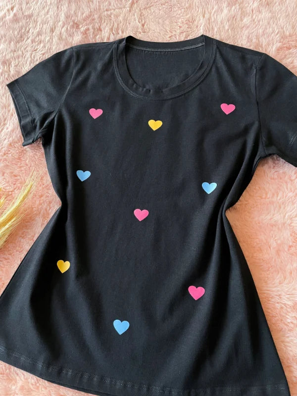 T-shirt Preta Corações