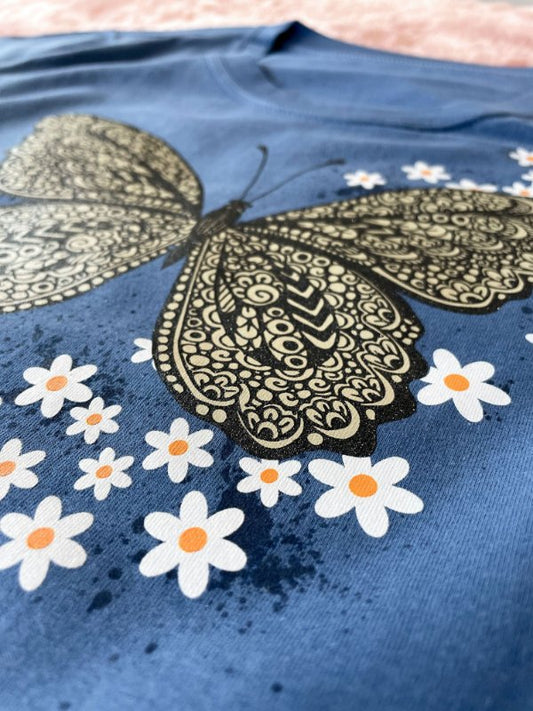 T-shirt Azul Borboleta