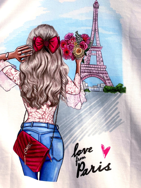 T-shirt Mulher com laço rosa