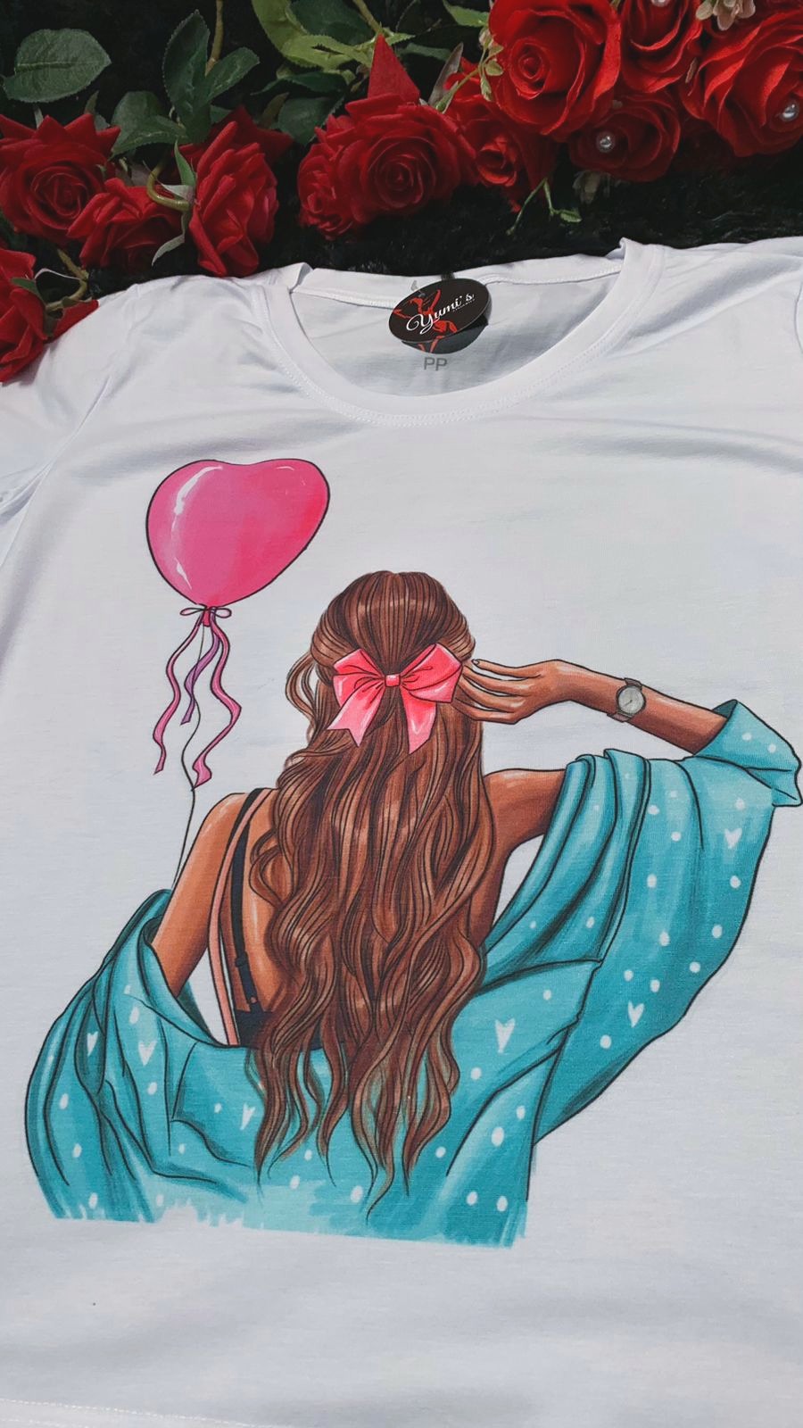 T-shirt Mulher com balão rosa