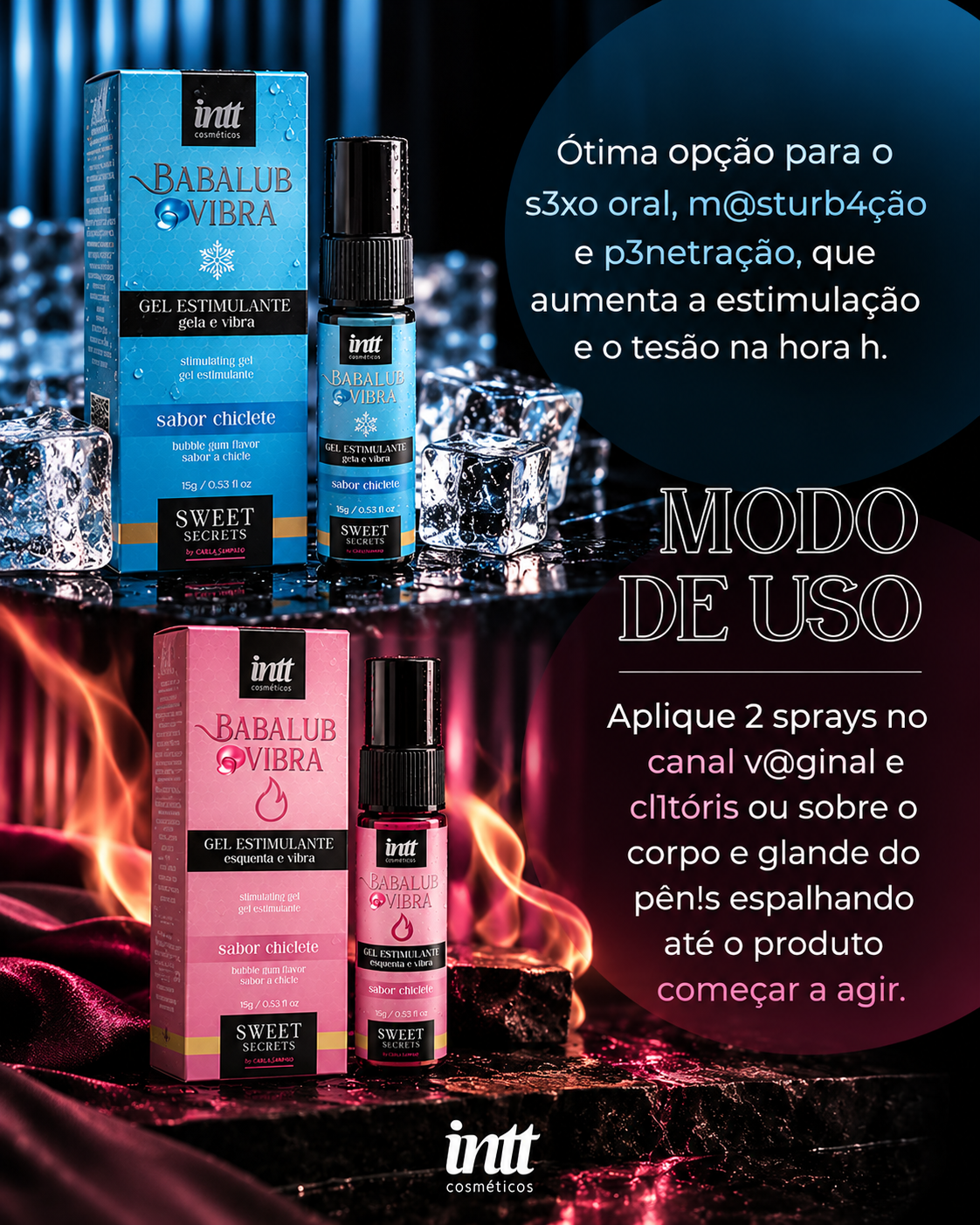 Babalub Vibra e efeito Ice - Gel estimulante sabor chiclete