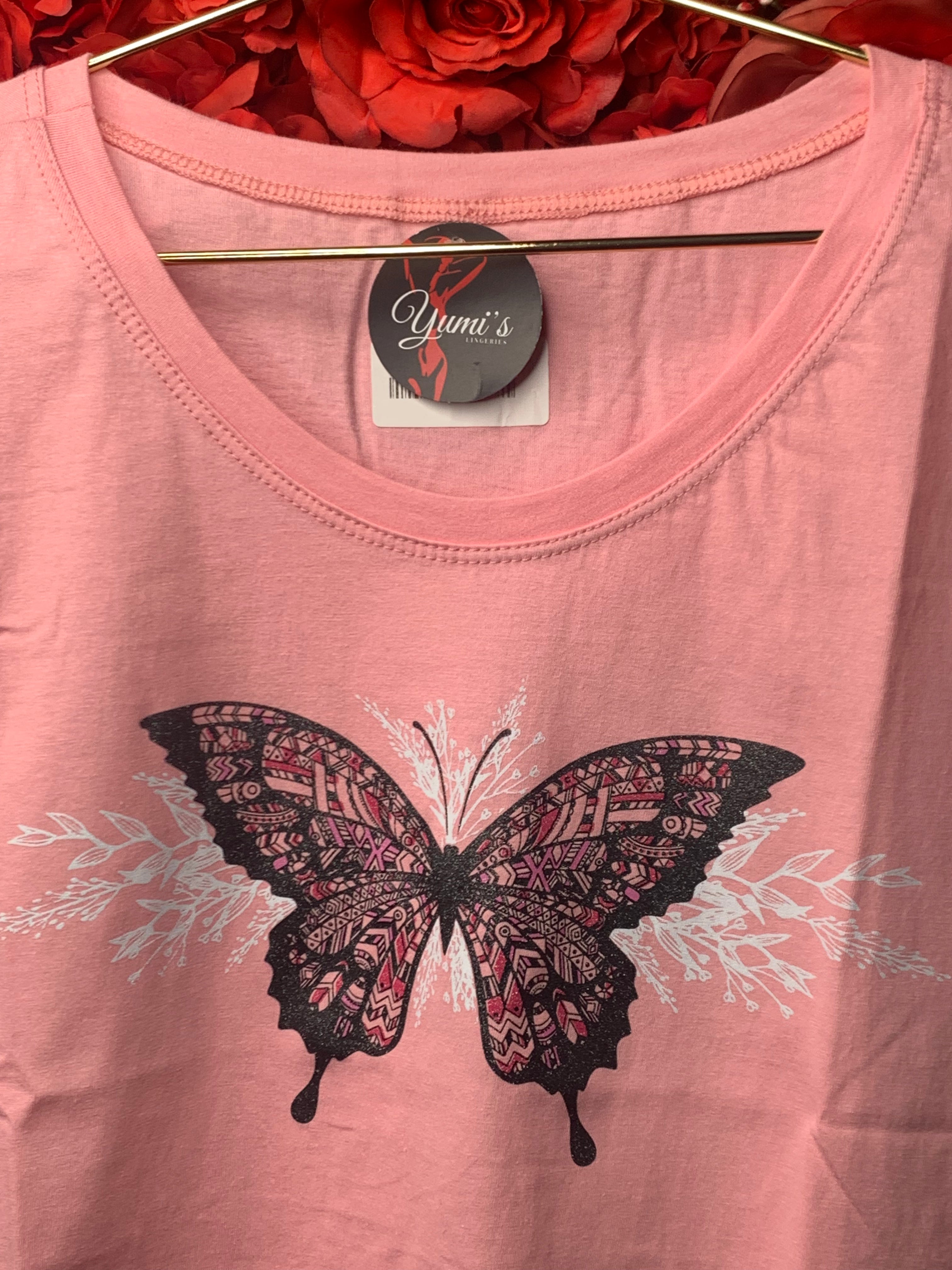 T-shirt Rosa Borboleta