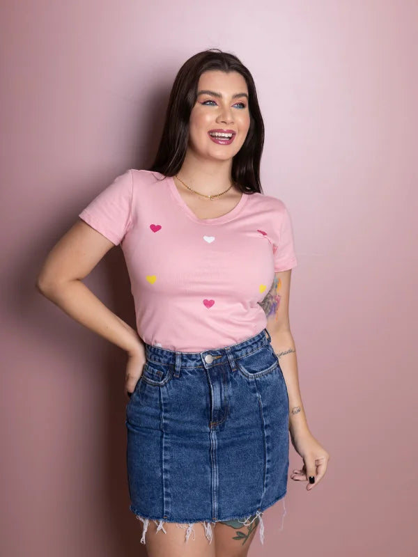 T-shirt Rosa Corações