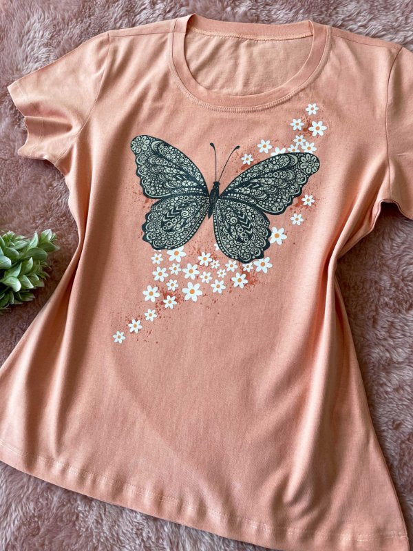 T-shirt Borboleta Flores