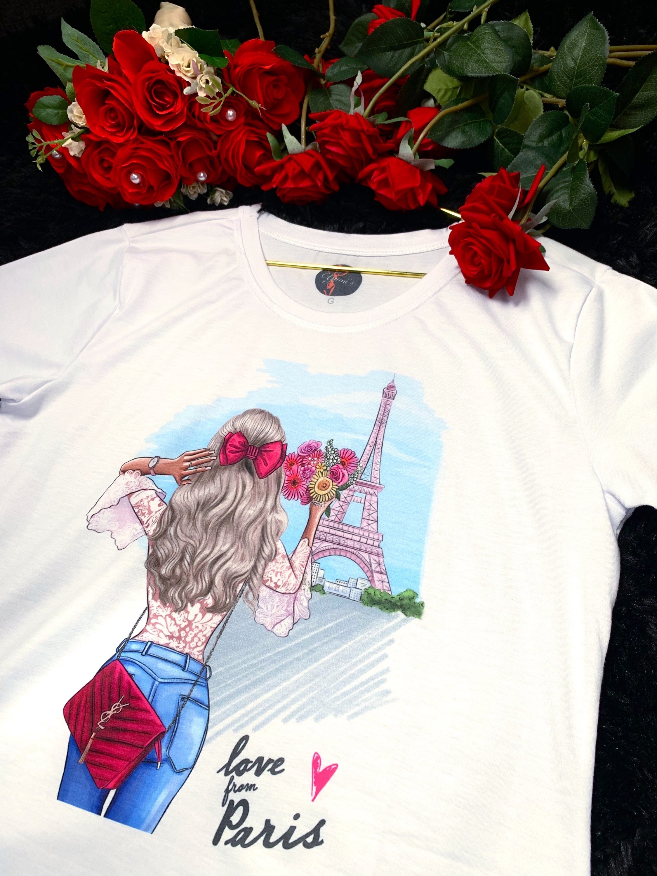 T-shirt Mulher com laço rosa