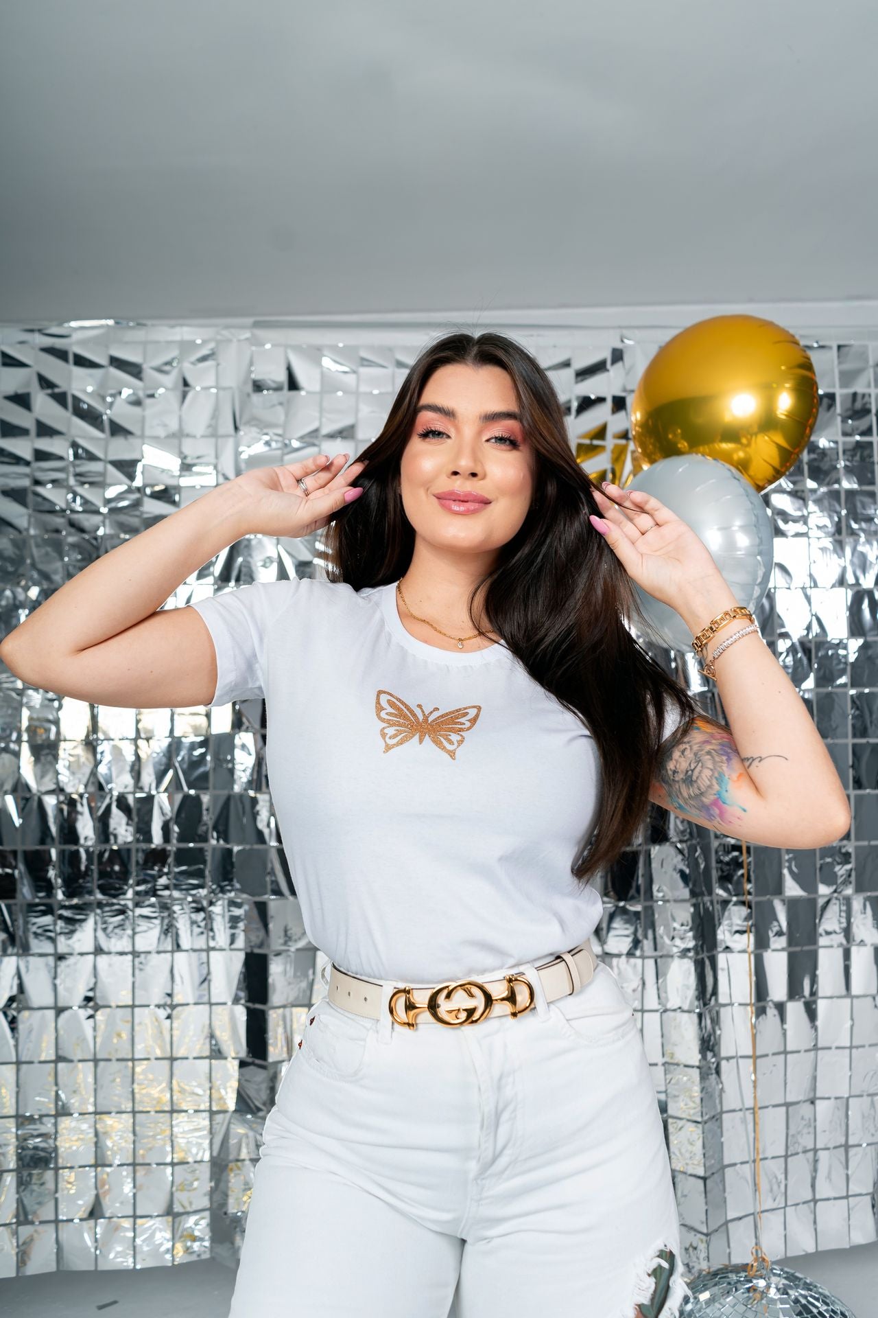 T-shirt Borboleta Aplicação