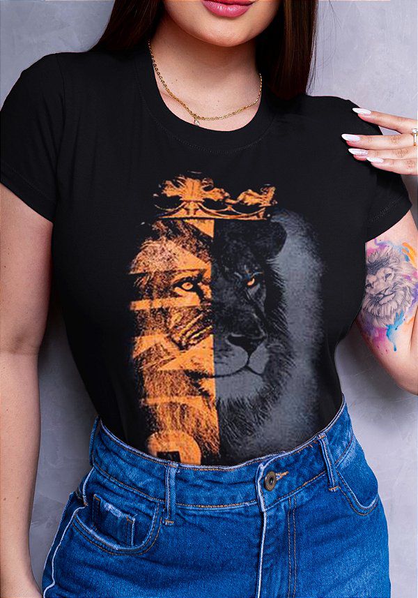 T-shirt Leão laranja