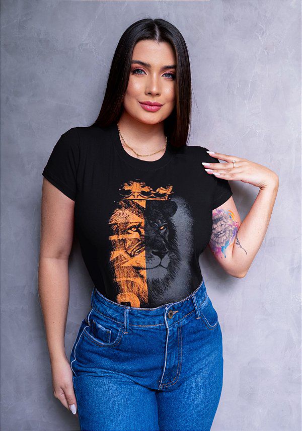 T-shirt Leão laranja
