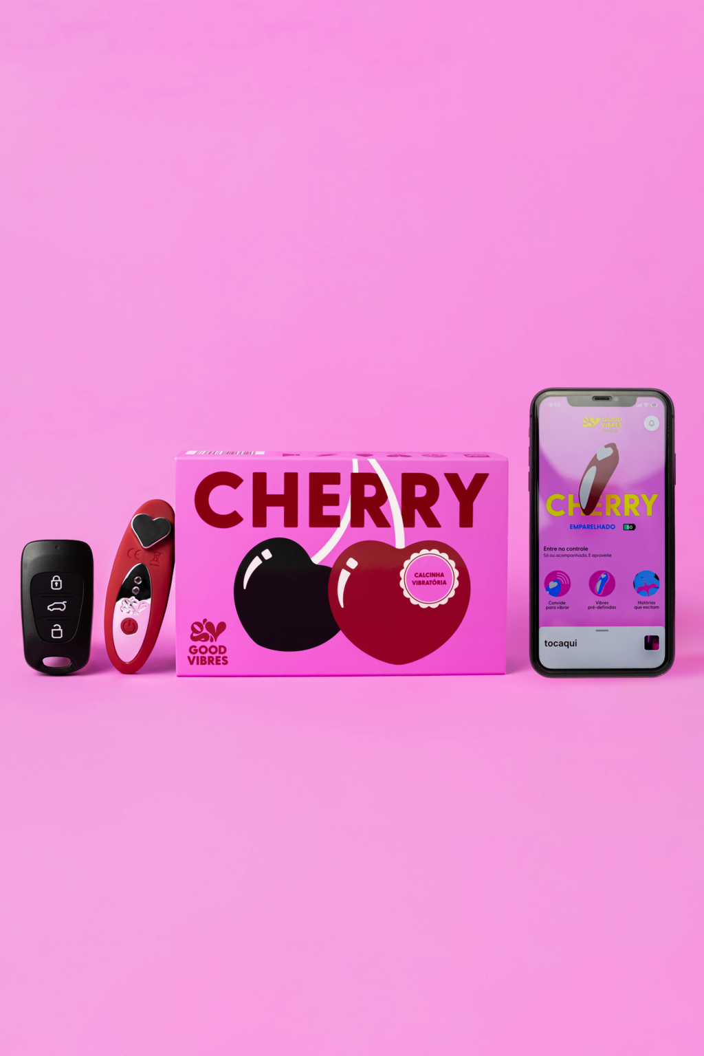 Cherry - Calcinha Vibratória com controle de carro e APP à distância
