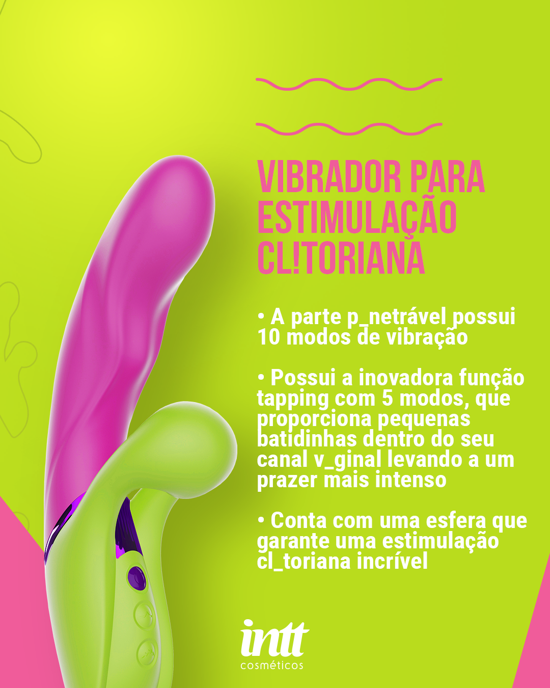 Vibrador com função tapping e estimulador de clítoris
